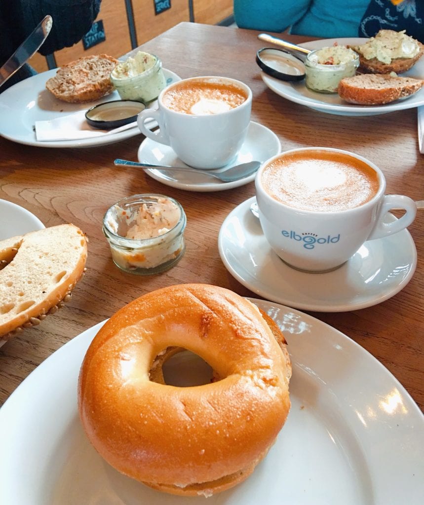 Coffee and bagels at elbgold Röstkaffee Hamburg 