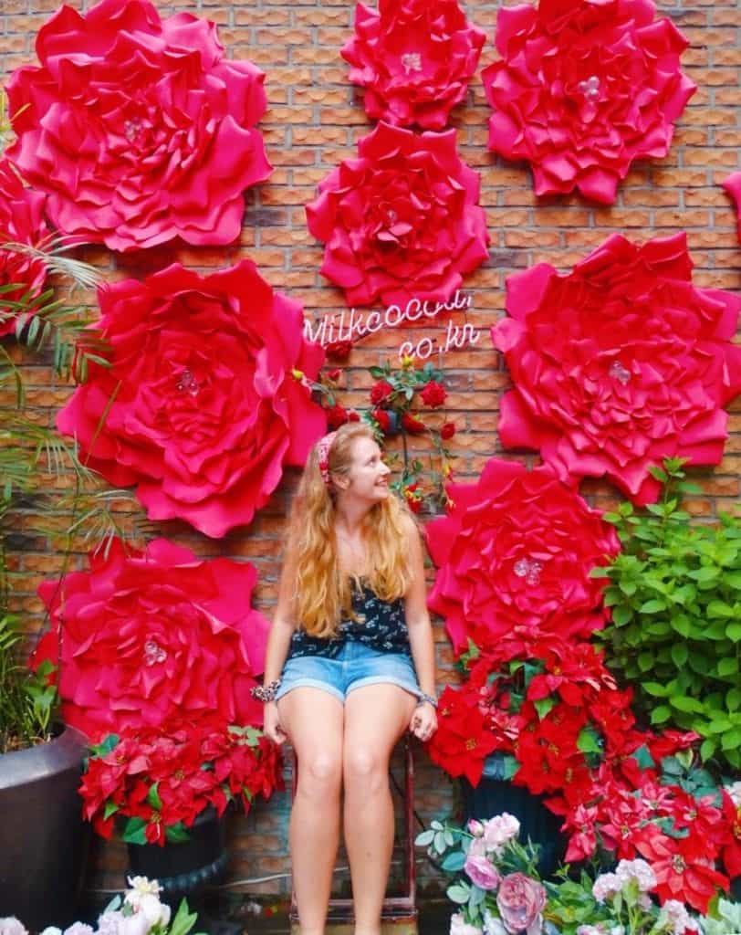 Flower street art in Hongdae Seoul