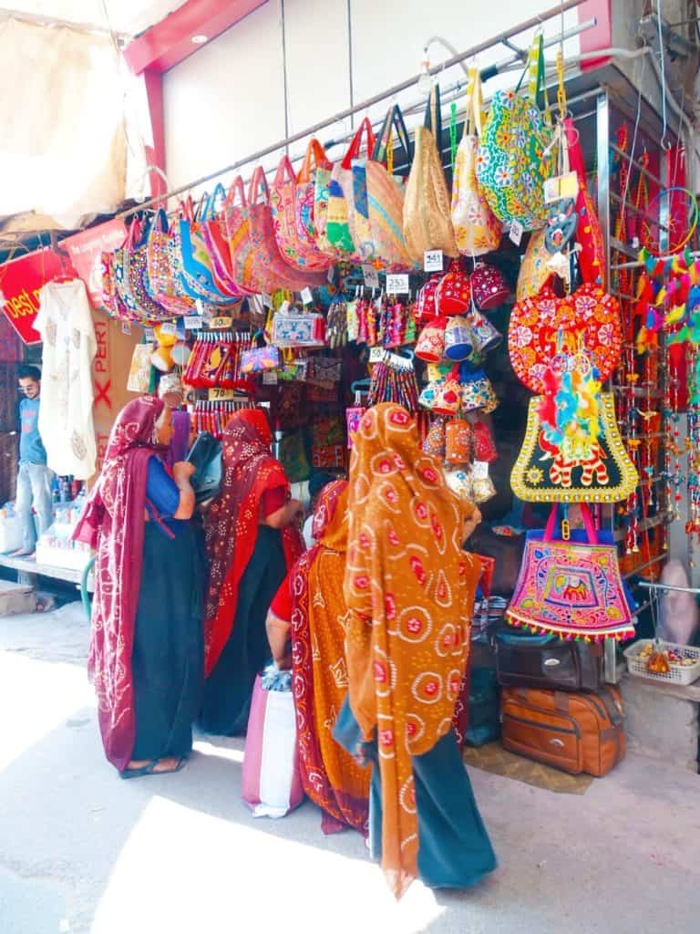Colourful souvenir stalls in Pushkar