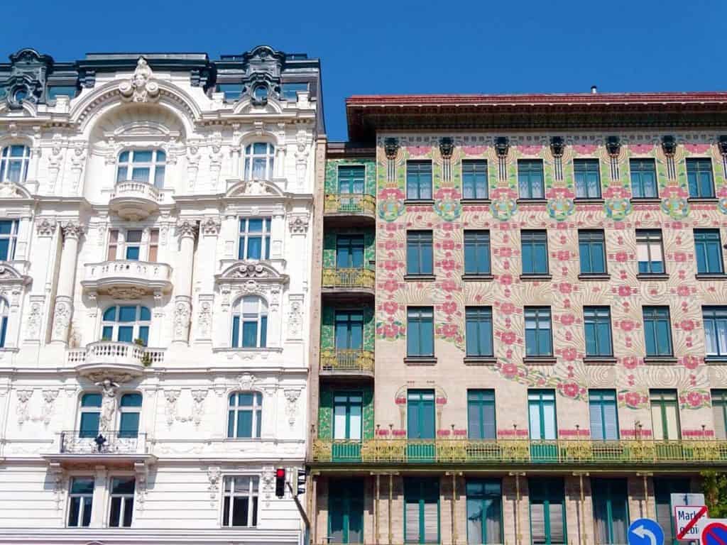 White and pink houses side by side Vienna