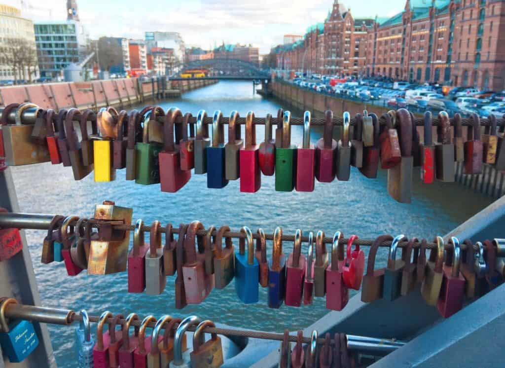 Love locks on bridge 
