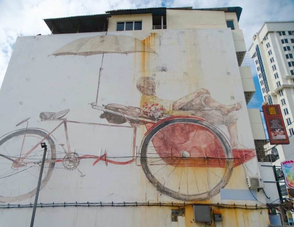Trishaw Pedaler Mural art in penang