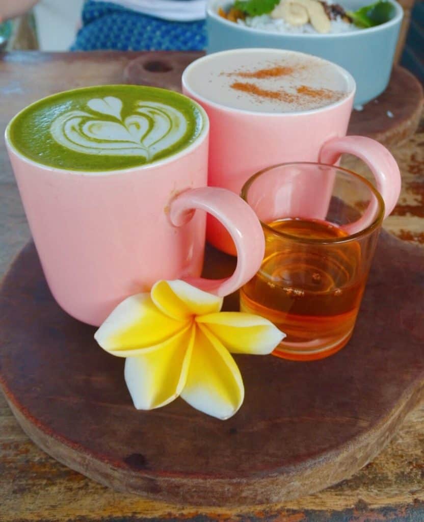 Matcha and chai lattes at Shady Shack 