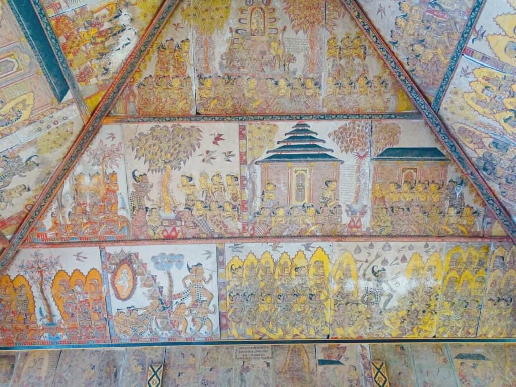 Intricate paintings at Klungkung Royal Courts of Justice Bali