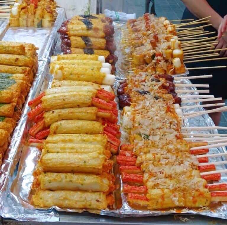 Street food snacks in Myeongdong