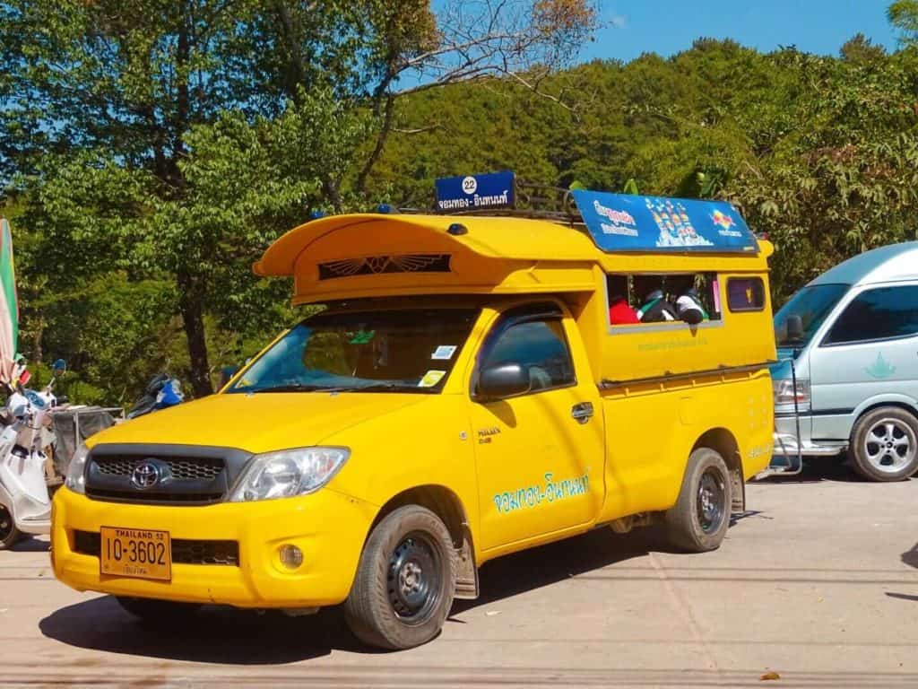 Songthaew how to get to Doi Inthanon Nat Park