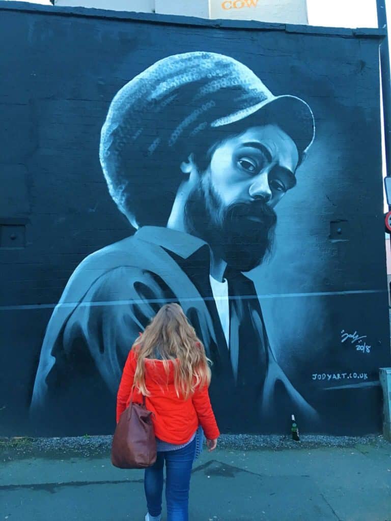 blue man street art bristol