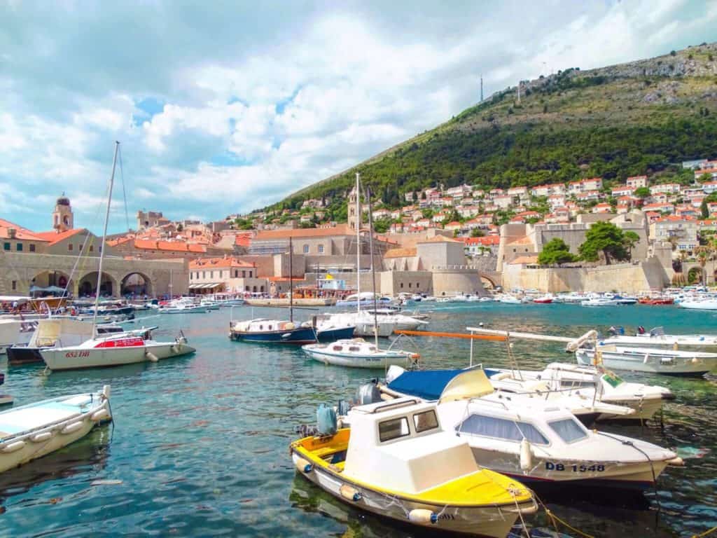 Yellow boats in harbour