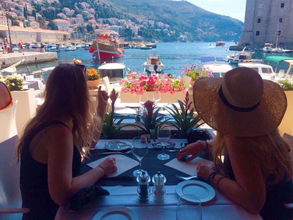 Girls looking out over Dubrovnik Harbour
