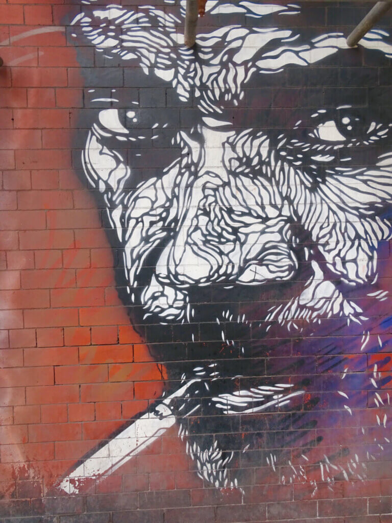 Smoking man mural Tariff Street