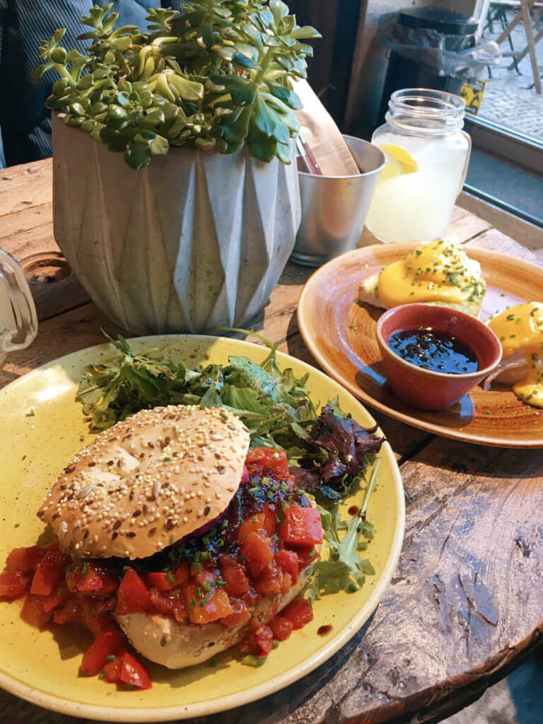 veggie bagel and eggs benedict zenith