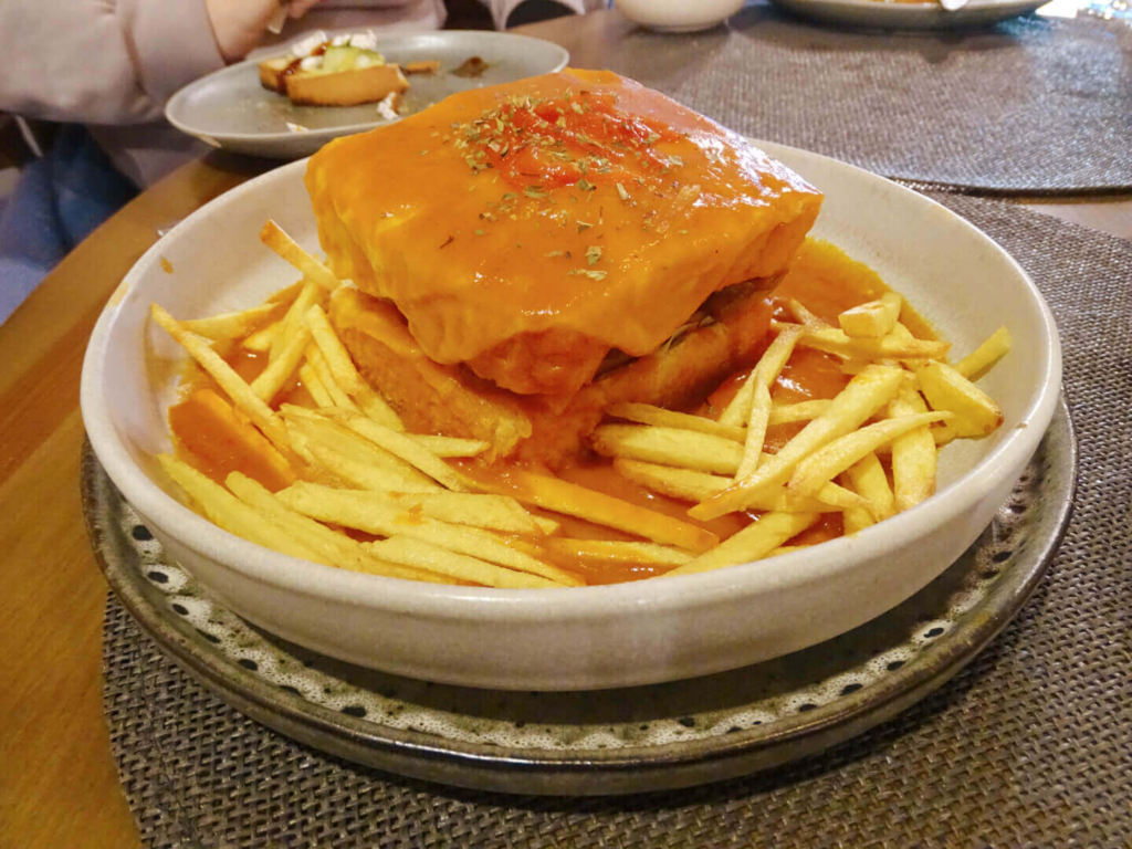 francesinha at vegetarian restaurant in porto