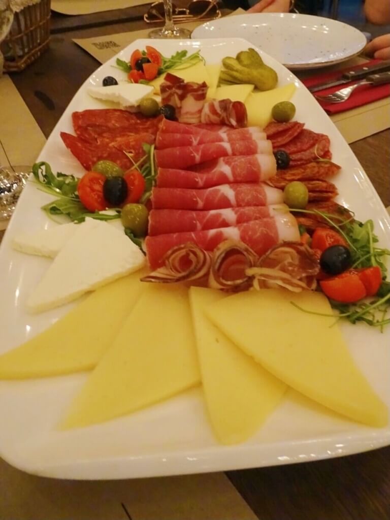 Cheese and meat platter at tortuga