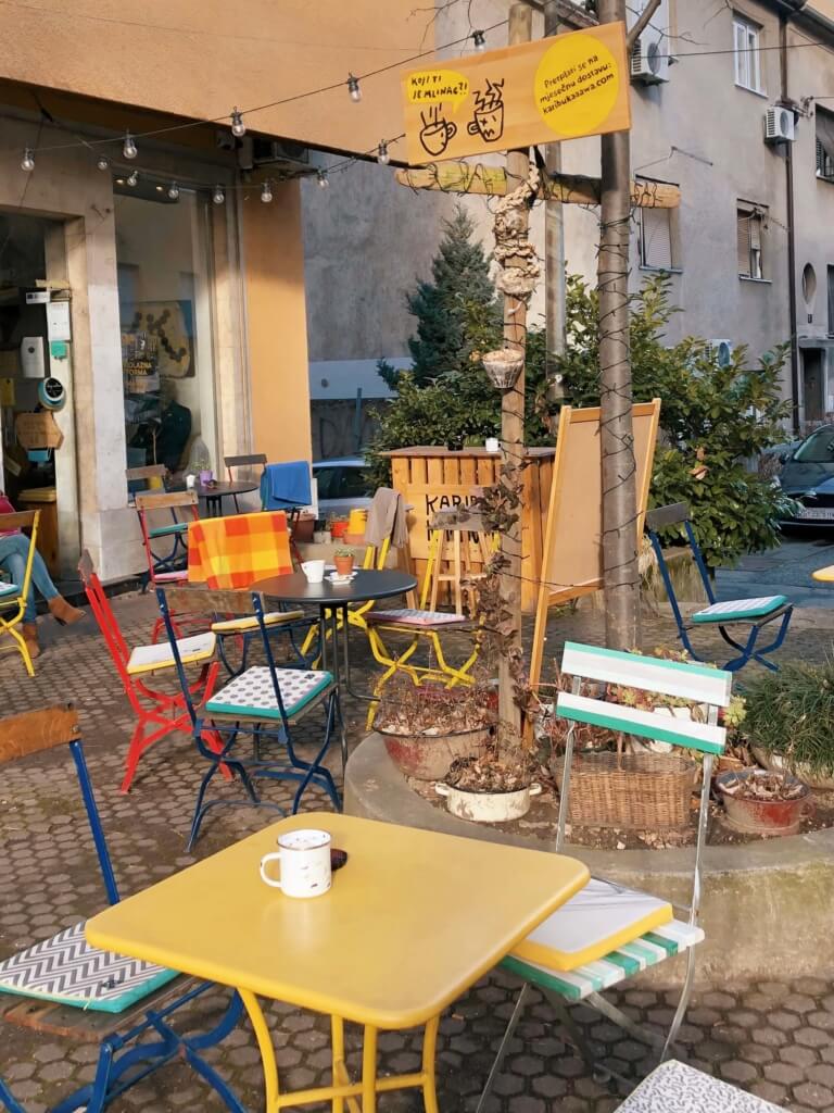 Outside Karibu Kaaawa coffee shop zagreb