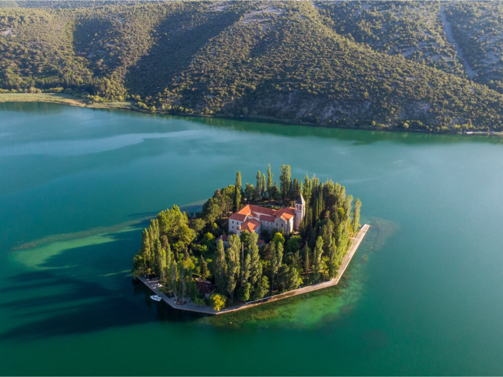 Visovac Monastery during krka trip from Split croatia 