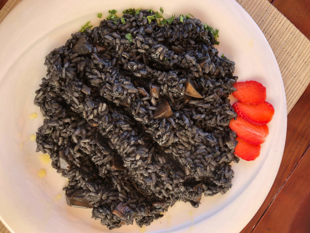 black squid risotto croatian dish