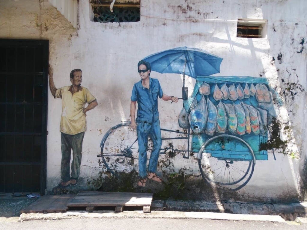 Roti seller street art georgetown penang