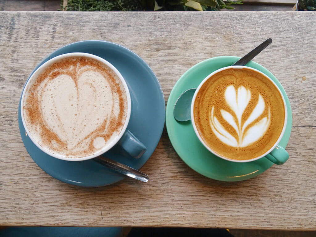 Flat white and chai latte