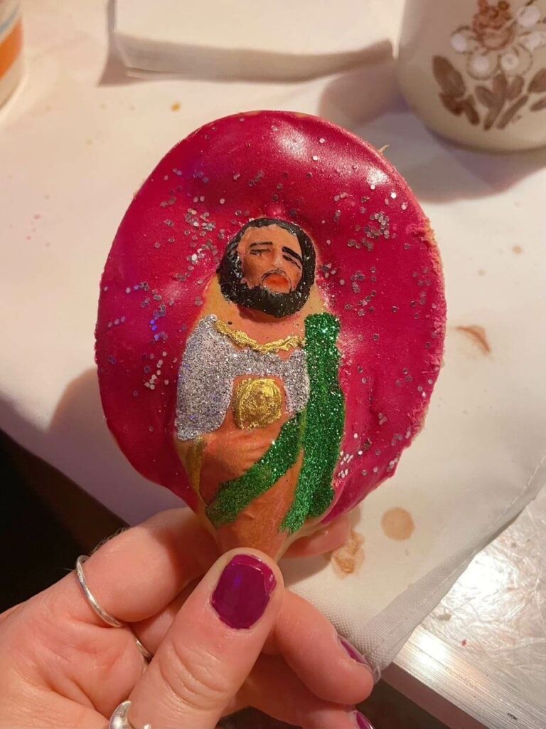 Saint from pan de yema day of dead bread