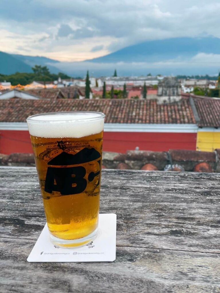 beer and volcano views