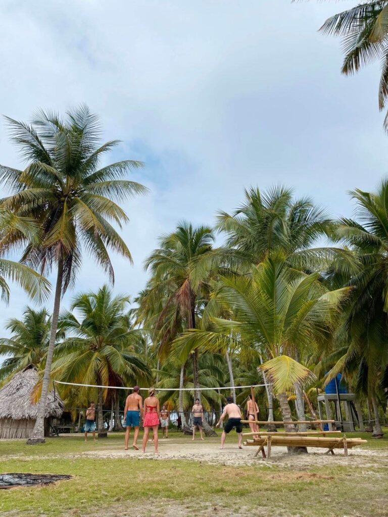 Playing volley ball on tour with san blas adventures trip