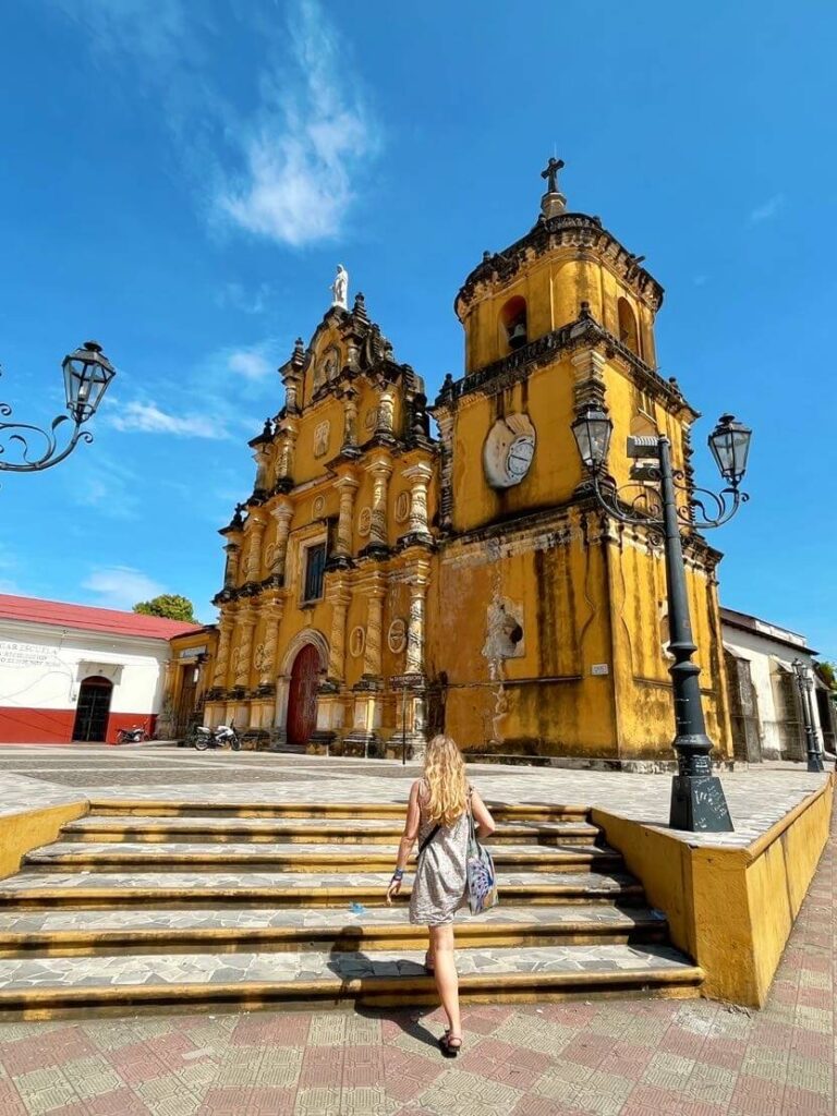 Yellow church solo travel Nicaragua