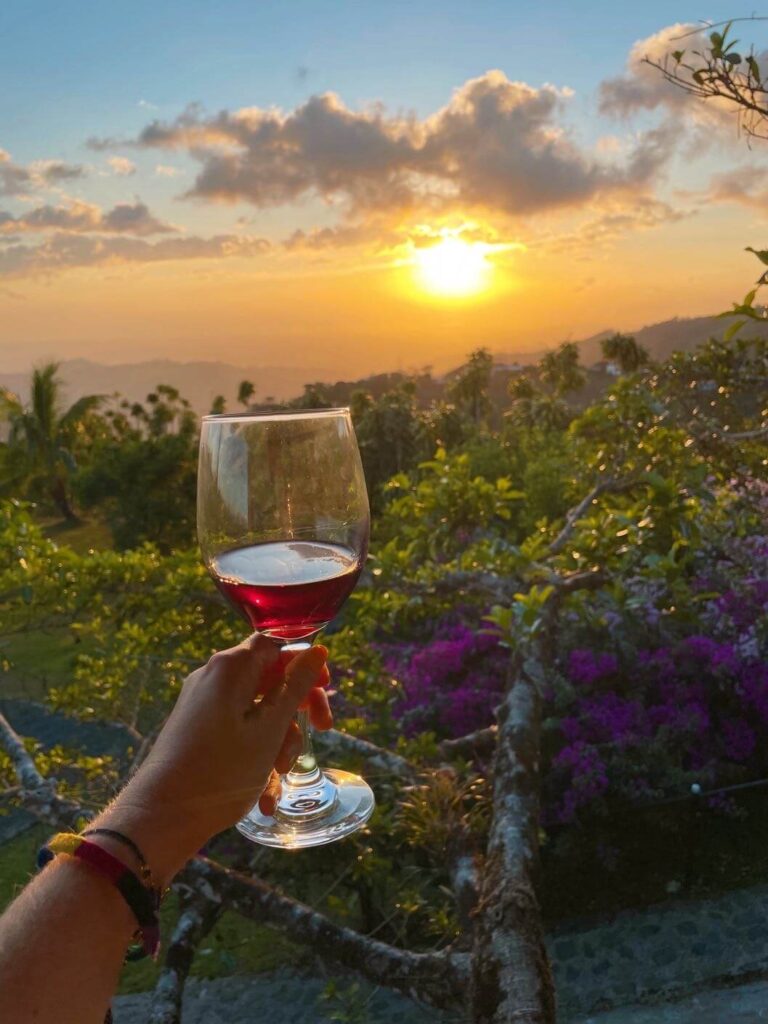 Sunset and wine