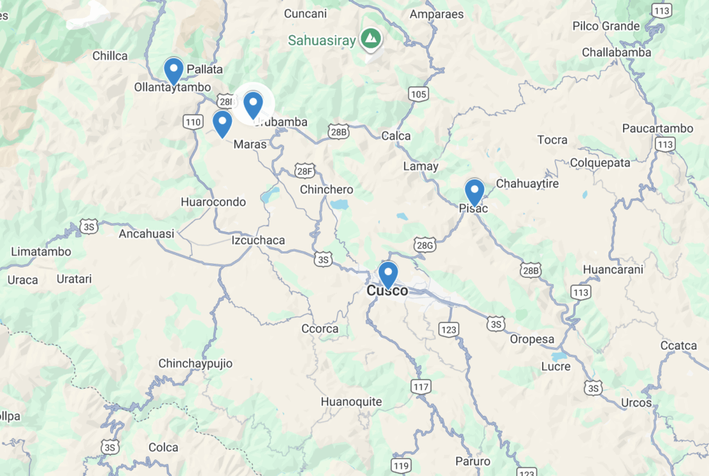 cusco and sacred valley map 