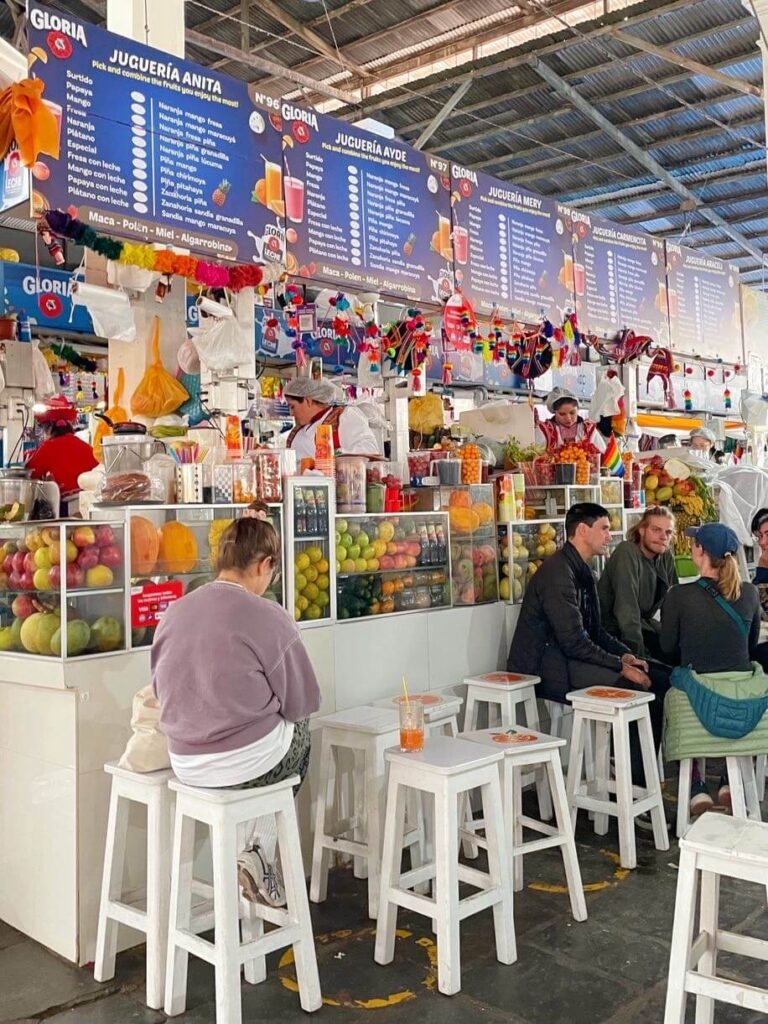 People eating at san pedro market